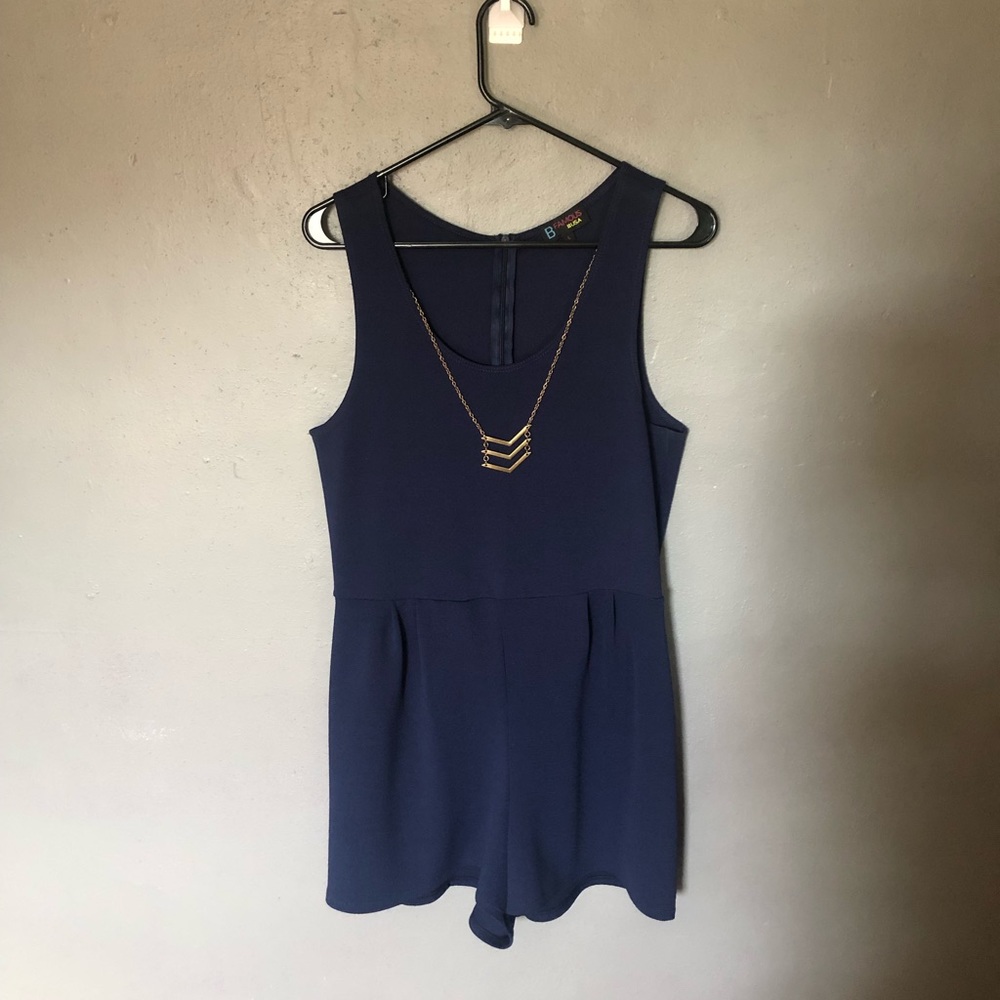 Navy Blue Romper w Necklace